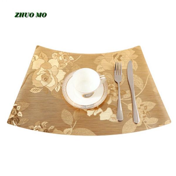 

2pcs luxury european placemats pvc washable dining table mat non-slip party for home kitchen accessories cup wine pad