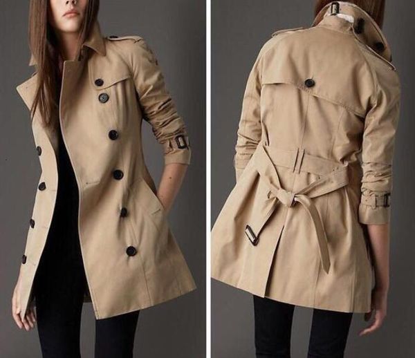 

classic women fashion england middle long trench coat london designed double breasted overcoat khaki size s-xxl, Tan;black