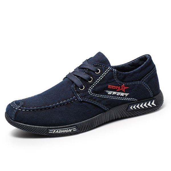 

men's jeans canvas lace-up, breathable casual shoes, rubber sole size 39-45 vulcanized shoes, Black;red