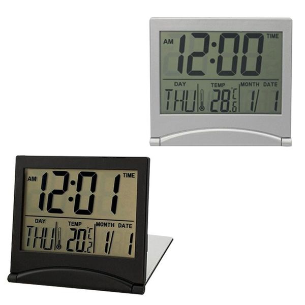 

digital calendar folding lcd digital alarm clock desk table weather desk temperature ectronic household mini clock