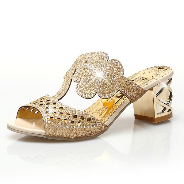 

2021 новая мода high-careed sexy peep toe out creistal party toots женская летняя слайд на пляже флопцы cczb, Black