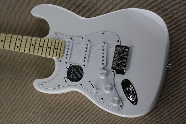 

6 strings white left handed electric guitar,scalloped maple fretboard