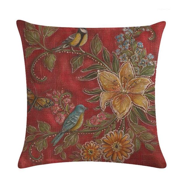 

cushion/decorative pillow linen throw cover nordic style vintage flowers birds decorative cushion covers 45*45cm sofa couch chair seat bed d