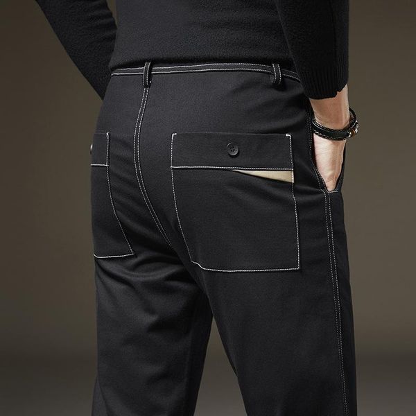 

men's pants icpans cargo men fashion straight stretch denim mens clothing elastic waist casual, Black