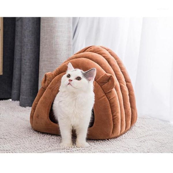 

cat beds & furniture semi-enclosed dog winter warm plush kennel cave indoor kitten house bed lovely sheep shape sleeping nest mat pet suppli