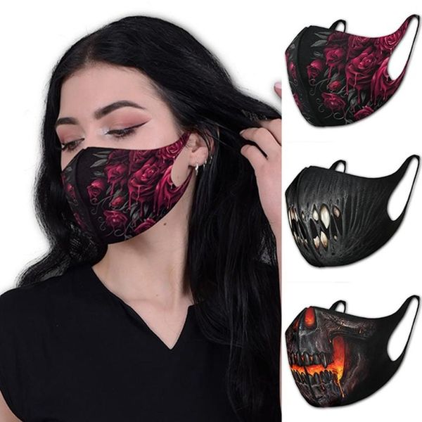 

fashion 3d halloween print gothic punk style face mask earloop cotton mouth mask pollution protective mask masque wmthif dh_niceshop