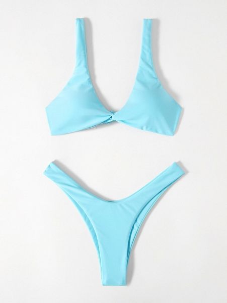 

twist high cut bikini swimsuit 54nu#, White;black