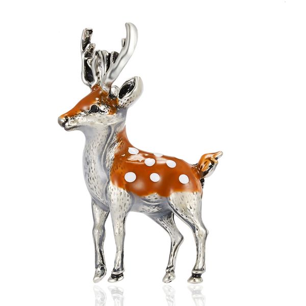 

1pc colorful christmas sika deer shape alloy painting brooch women female charm gift fashion, Gray