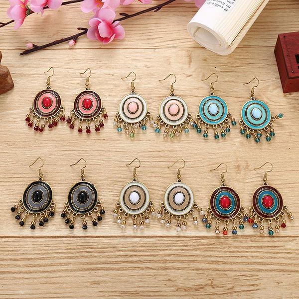 

small beads ellipse tassels earrings hook crystal bohemia ear ornaments lady women fashion charm eardrop jewelry accessories, Silver