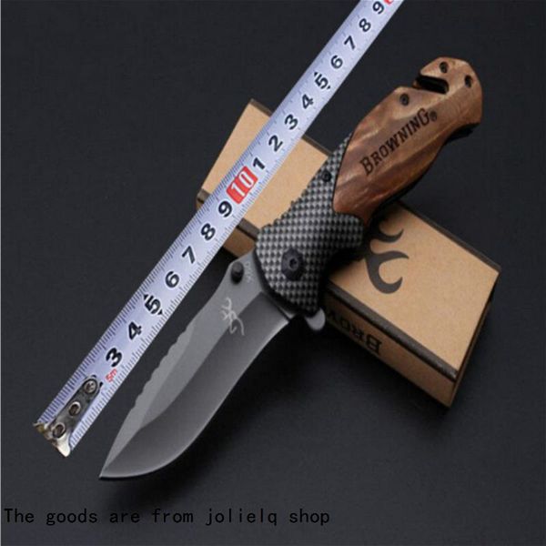 

titanium 440c coating flipper folding knife x50 browning blade wood handle fold knives tactical camping hunt survival pocket knife qynf k5a