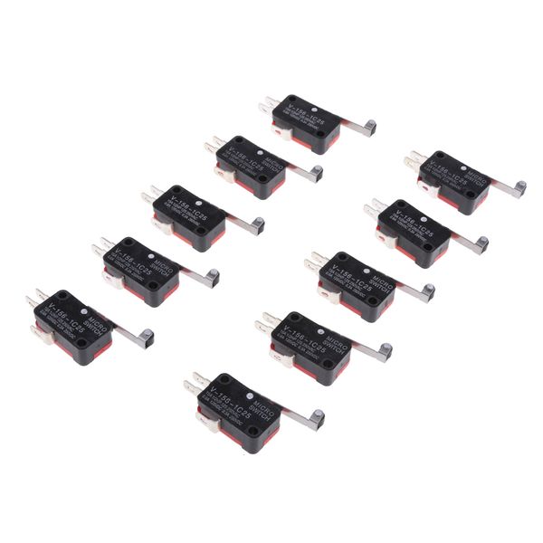 

10 pieces v-156-1c25 micro limit switch long hinge roller momentary spdt