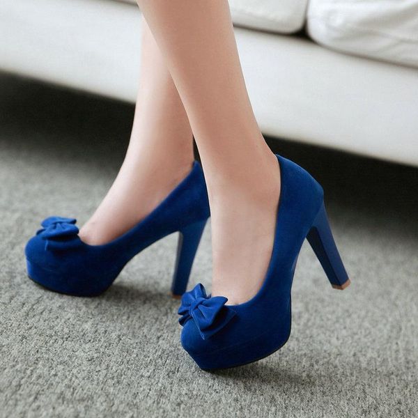 

sweet butterfly knot women pumps fashion platform square heel shoes round toe shallow women lazy shoes black blue apricot