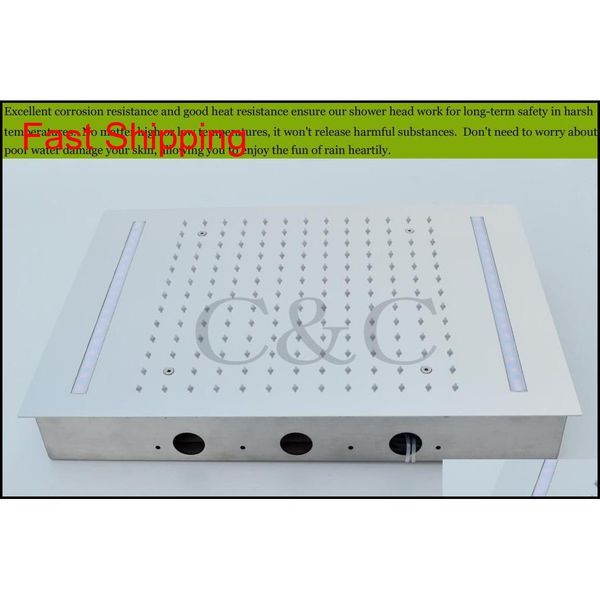 

large water flow rainfall bathroom shower faucet set alternating current double row led yellow lamps rai qylpqm pets2010