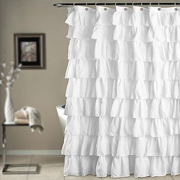 

shower curtains white home bathroom bath decor supplies curtain solid with hooks1