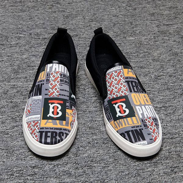 

designer shoes 2021 spring new letter printed men loafers shoes fashion casual slip on men shoes plat comfort canvas men z, Black
