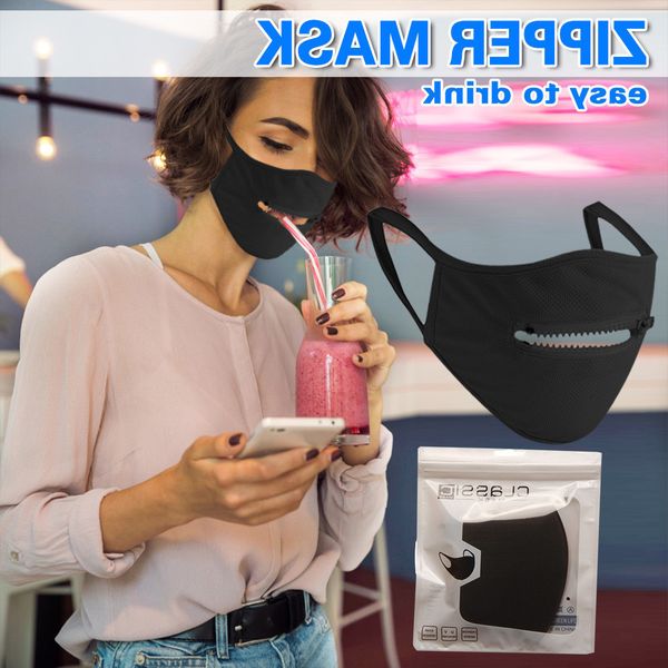 

washable protective designer for face men women reusable zipper easy to drink halloween mask mascarillas