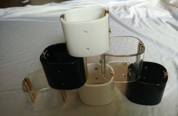 

luxury women's female's ladies punk dj exaggerated acrylic bangle wristband bangles cuffs bracelets 6colors, Black