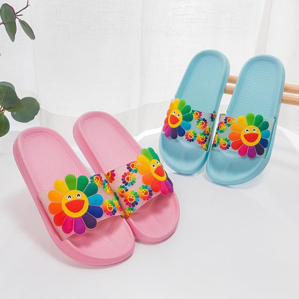 

summer flats sunflower slippers women beach flowers flip flop flowers casual home cute floral carton slipper pvc home shoes x1020, Black