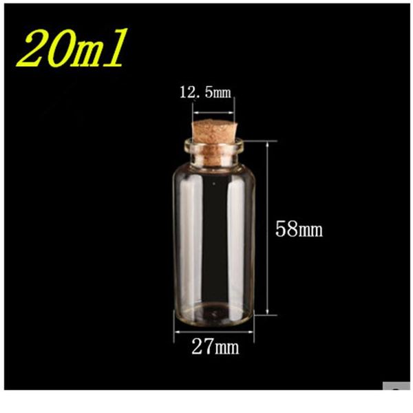 

27*58*12.5mm 20ml glass bottles with cork small transparent mini empty glass vials jars 100pcs/lot 27*58*12. jllztj