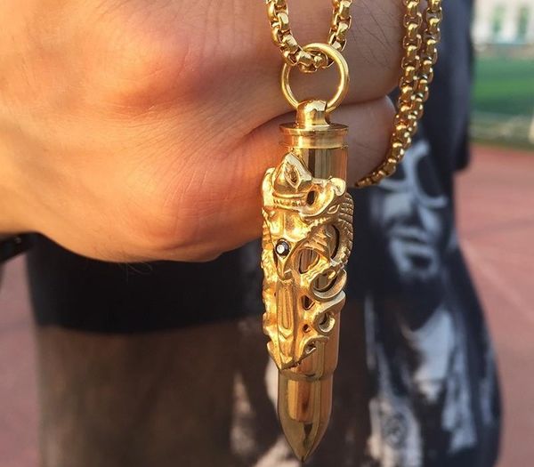 

gold stainless men creation steel pendant bullet biker44 punk color tncwu