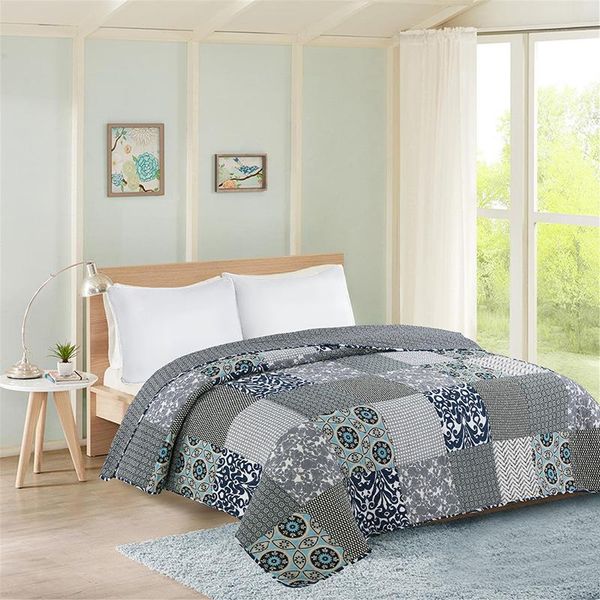 

new bedding summer printed quilts blankets patchwork quilted comforter bed cover home textiles american air cconditioning quilt