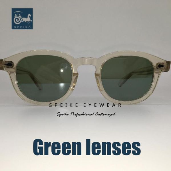 

sunglasses speike customized vintage green lenses johnny depp lemtosh style retro porlarized glasses can be myopia, White;black