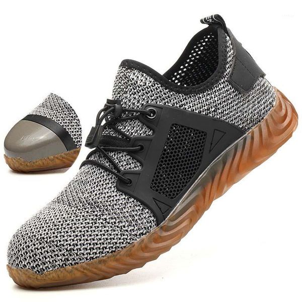 

men and women steel toe protective air breathable mesh safety boots men light sneakers indestructible anti-piercing work shoes1, Black