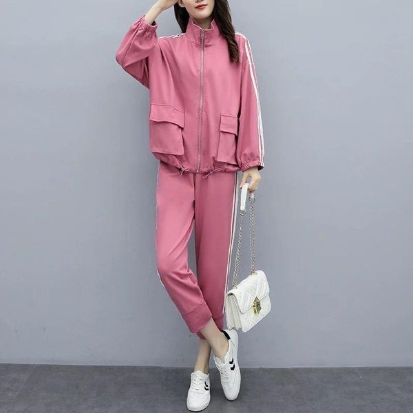 

tracksuit women autumn and winter sweater 2020 new western style casual two piece set women loose fashion sportswear suit, Gray
