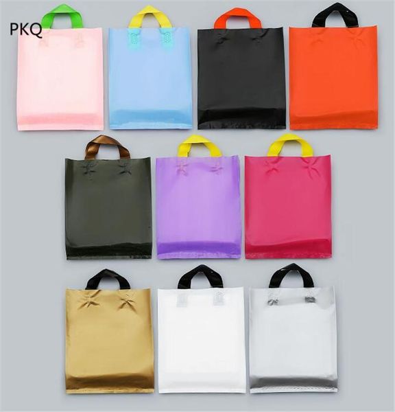 

30*38cm*8cm 50pcs blank solid color clothing gift bag plastic packing bag large shopping plastic bags with handles
