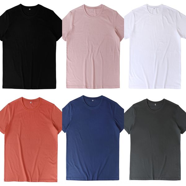 

cotton half t-shirt sleeve and wo 2020 summer new solid color short sleeve men's loose round neck men's t-shirt 180g cwfmi, White