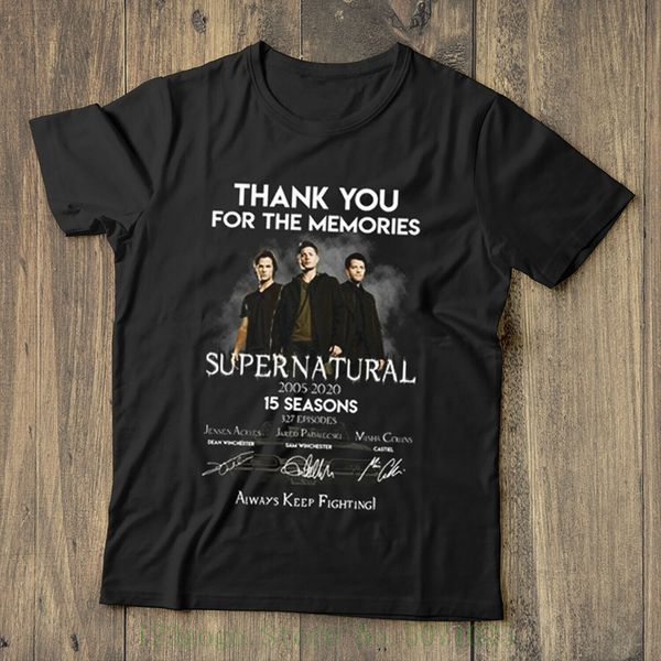 

supernatural thank you for the memories signature men black t shirt cotton s - 6xl t-shirt short sleeve sport hooded sweatshirt hoodie