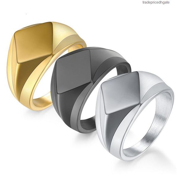 

stainless steel diamond simple titanium men's ring smooth jewelry lettering