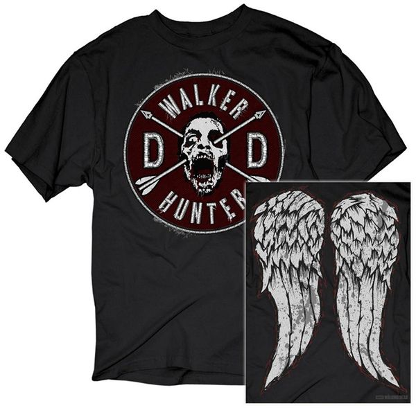 

new summer cool tee shirt walking dead daryl dixon and walker patch two sides black t-shirt t-shirt sport hooded sweatshirt hoodie