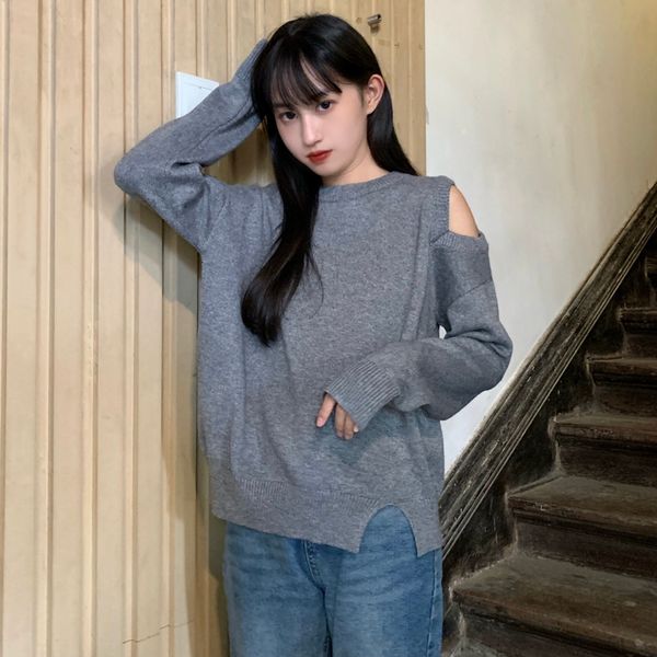 

2021 new 2 colours -autumn korean winter loose style coarse soild mesh women's jerseys and pullovers (c9339) i5kb, White;black
