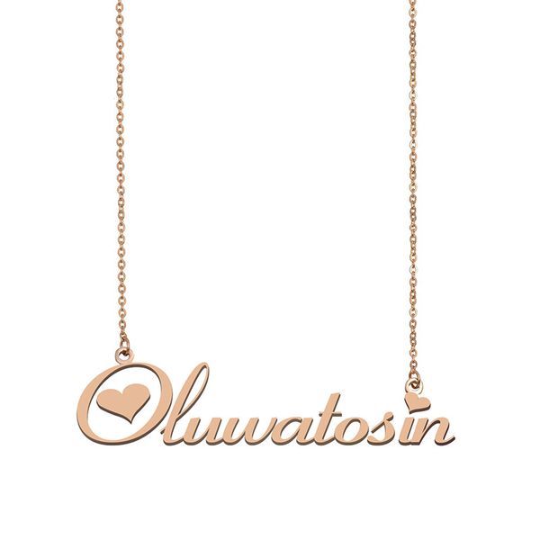 

oluwatosin name necklace custom nameplate pendant for women girls birthday gift kids friends jewelry 18k gold plated stainless steel, Silver