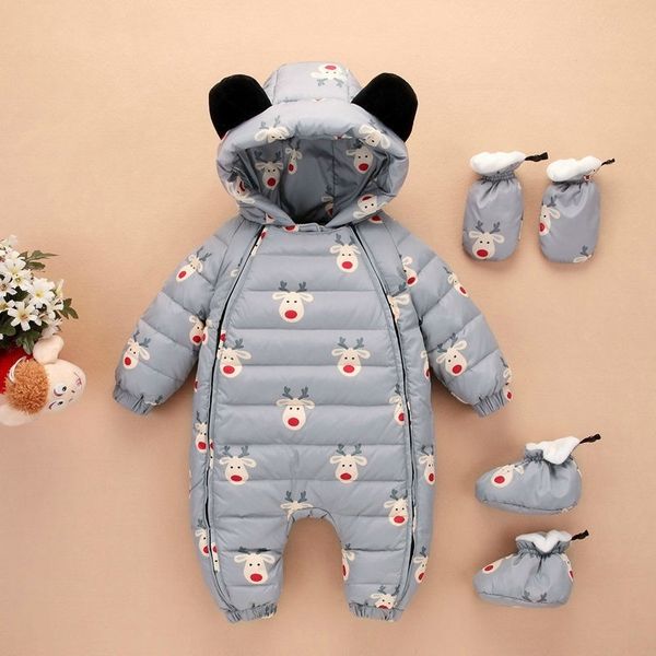 

for ru winter white duck down baby rompers baby snowsuit infant boy girl cartoon one-piece outfit children's down clothing y200901, Blue;gray