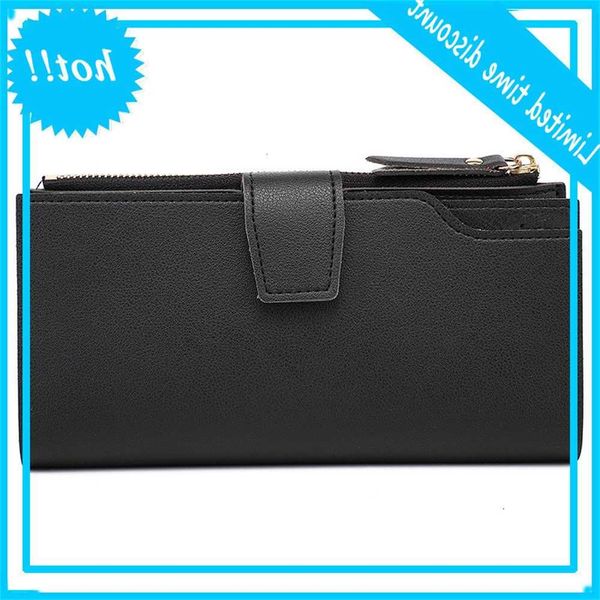 

2019 new fashion soft pu learn rits long women wallet designer coin card purse black, Red;black