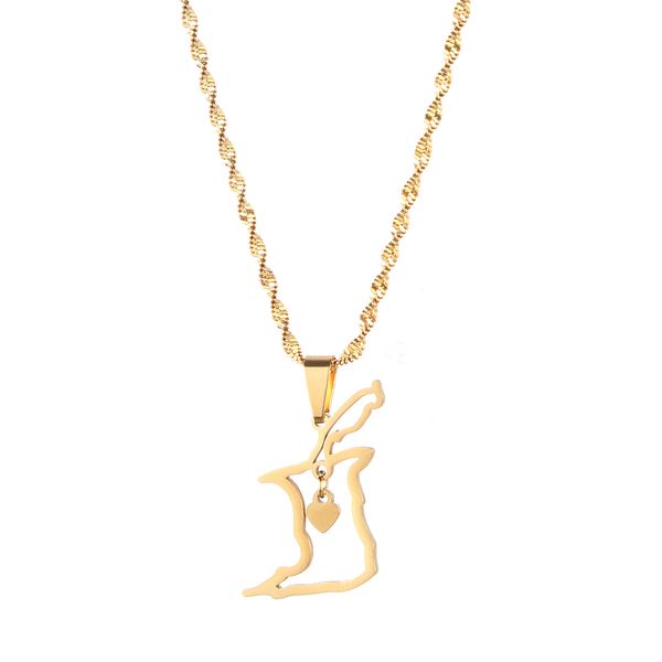 

trinidad and tobago map heart pendant necklace gold color jewelry for women, Silver