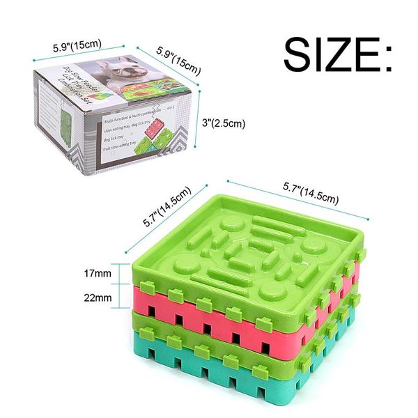 

4pcs pet dog feeding food bowls puppy slow down eating feeder dish portable dogs anti-slip licking mat pet bbyqbi