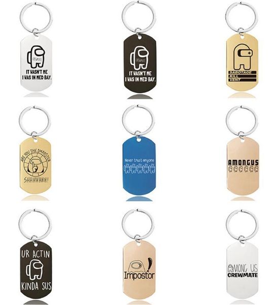 

game among us stainless steel key ring among us keychains car decoration accessories toy peripheral pendant gift for friends party favor