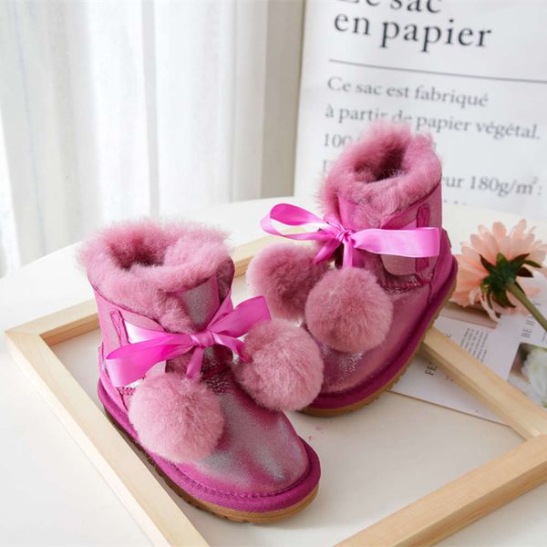 

fur new plush integrated children's snow boots in winter of 2019, Black