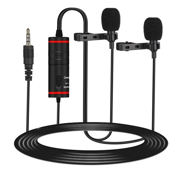 

professional lavalier microphone camera microphone dual mic head lapel mic for phone computer dv dslr recording pen