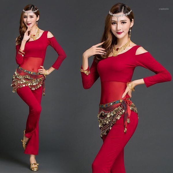 

2021 new style belly dance practice costume female dance performance clothes women dancing professional set h45341, Black;red