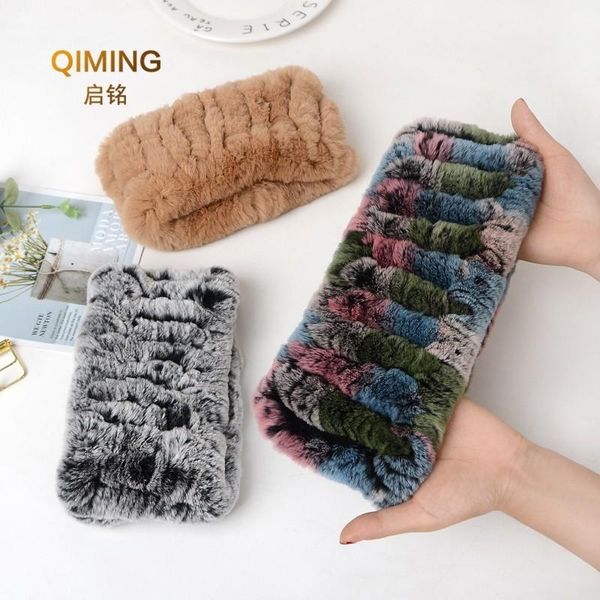 

woman rex hair hijab scarf women winter leather and fur collar scarfs pullover thickening keep warm elastic force scarves, Blue;gray