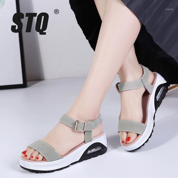 

dress shoes stq 2021 summer women platform sandals ladies wedge beach flip flops slingback high heel gf5261, Black