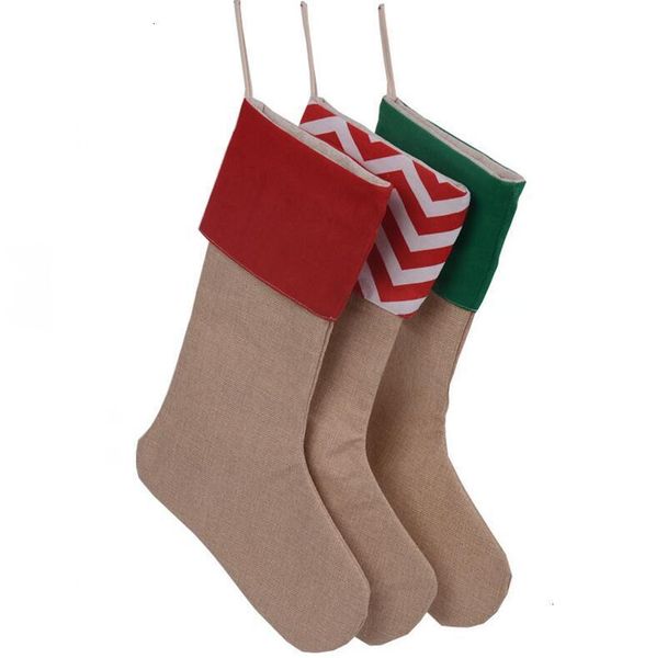 

santa 10style 12*18inch tree ornaments christmas stockings claus gift candy bags plain burlap decora