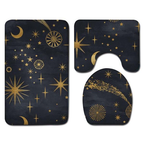 

leaves printed three-piece floor mat door mat bathroom rug waterproof carpets toilet seat cover floor bathroom decor