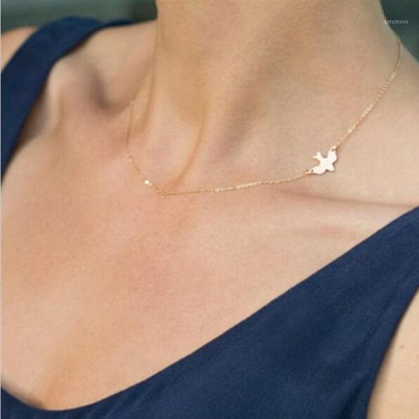 

new fashion sliver simple chain bar necklace peace dove charm pendant necklaces women gift1, Silver