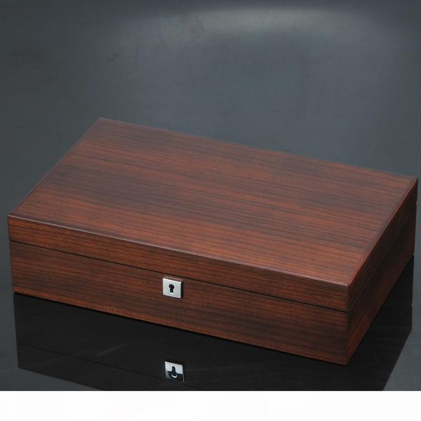 

new 12 slots wooden watch organizer luxury watches holder case wood jewelry gift case wooden storage boxes with lock cx200807, Black;blue