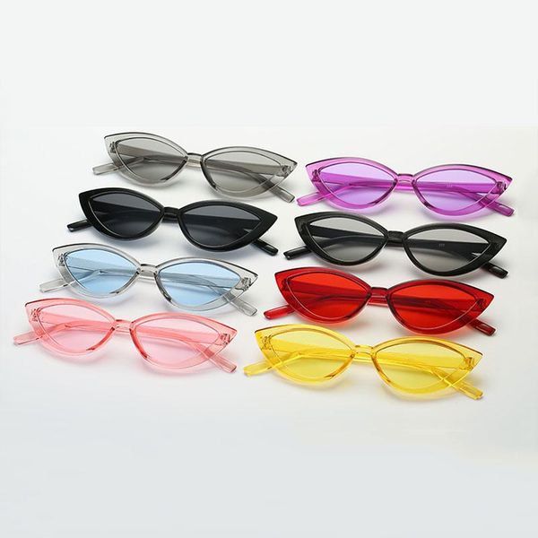 

sunglasses small cat eyes ladies glasses women black red uv400 ball decoration sun 90s, White;black